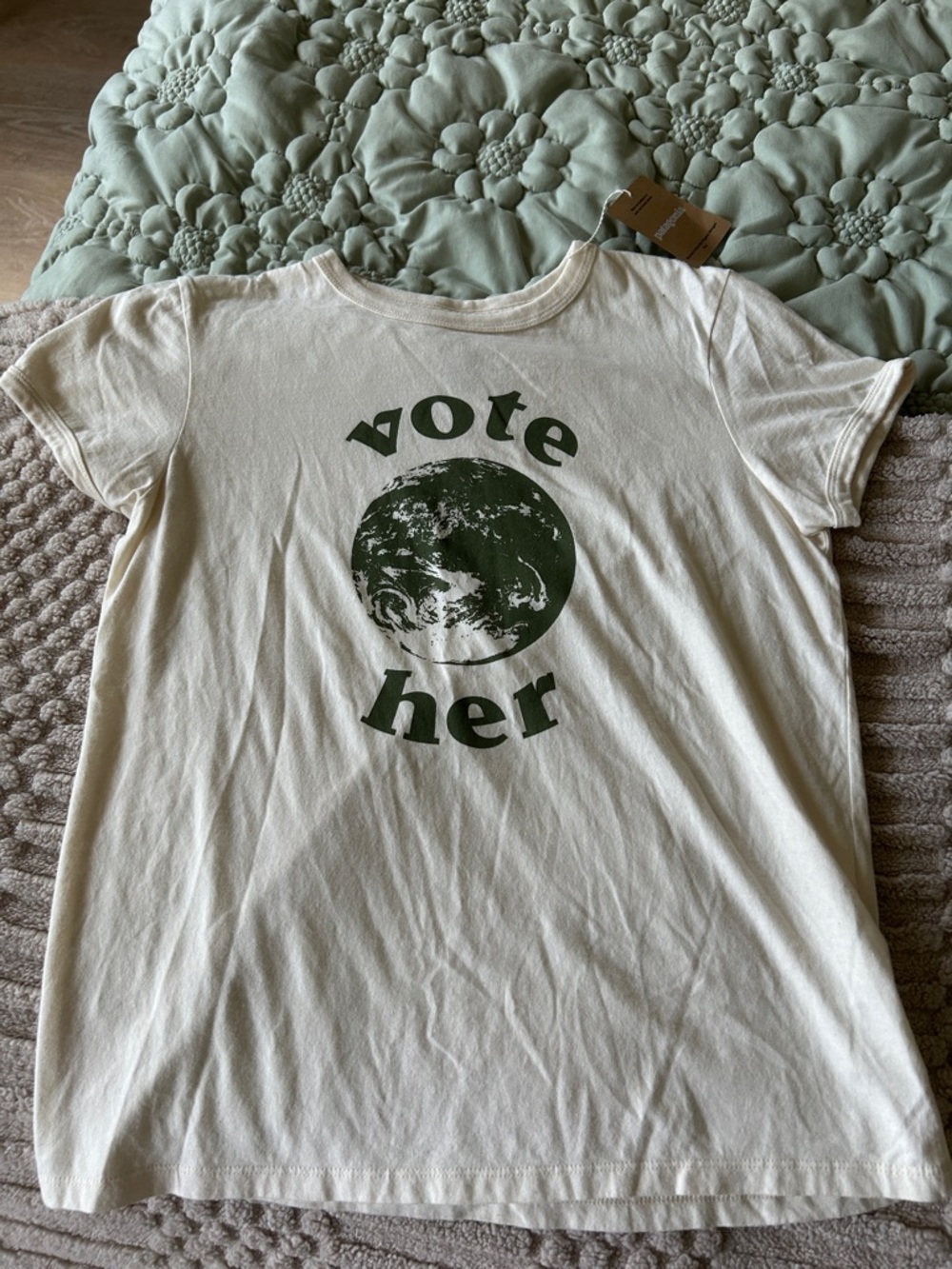 Patagonia Vote Her Graphic Tee - White with Olive Green Print